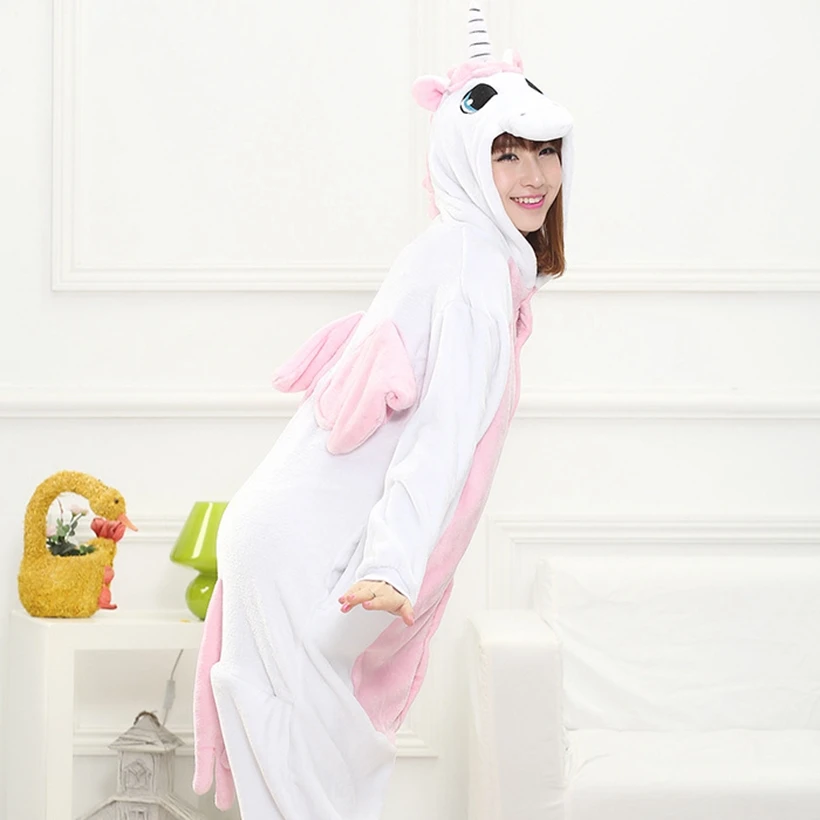 Животные костюм единорога для взрослых девочек Onesie Фланелевая пижама «Человек-паук», «панда» для Хэллоуина Для женщин аниме Маскировка цельный костюм