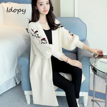 

Idopy Fashion Womens Thick Knitting Cardigan Knitted Long Sweater Female Loose Baggy Solid Color Oversized Cardigans For Women