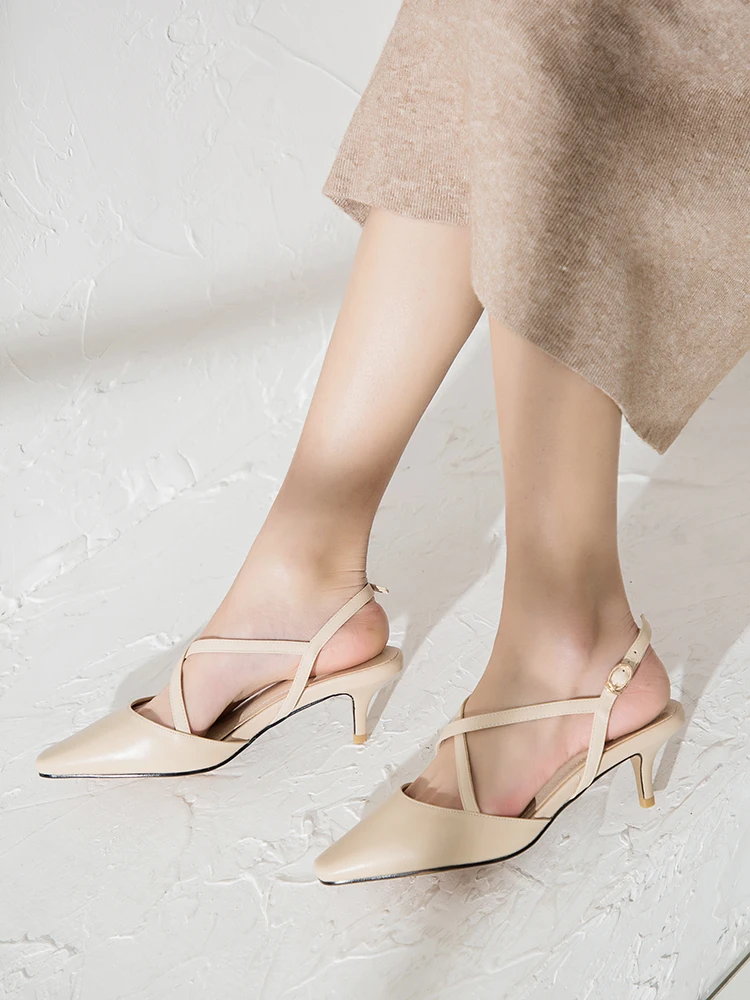

FERLENZ Big Size 8 9Simple square-headed slim-heeled single shoes