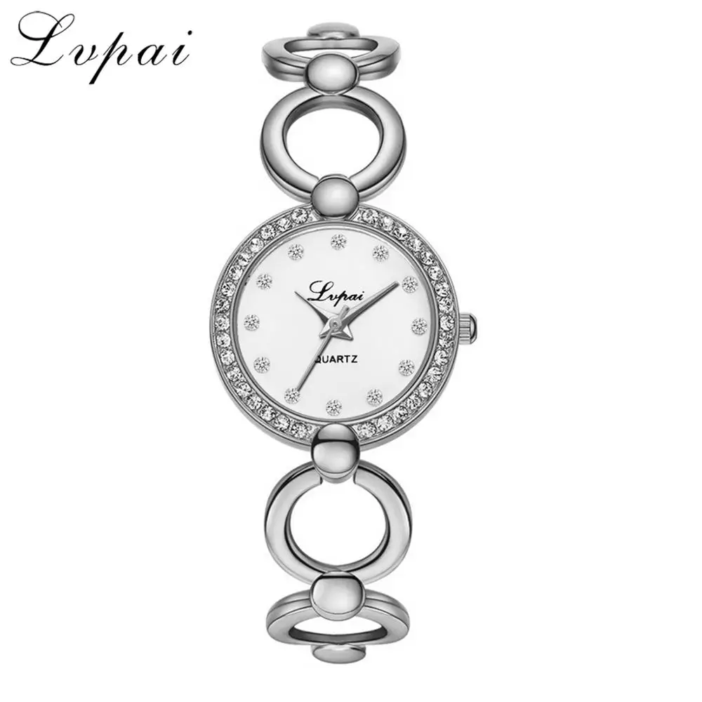Lvpai Брендовые Часы-браслет женские часы Роскошные кристаллы алмаза женские наручные часы женские римские цифры Кварцевые часы Montre Reloj - Цвет: Silver White