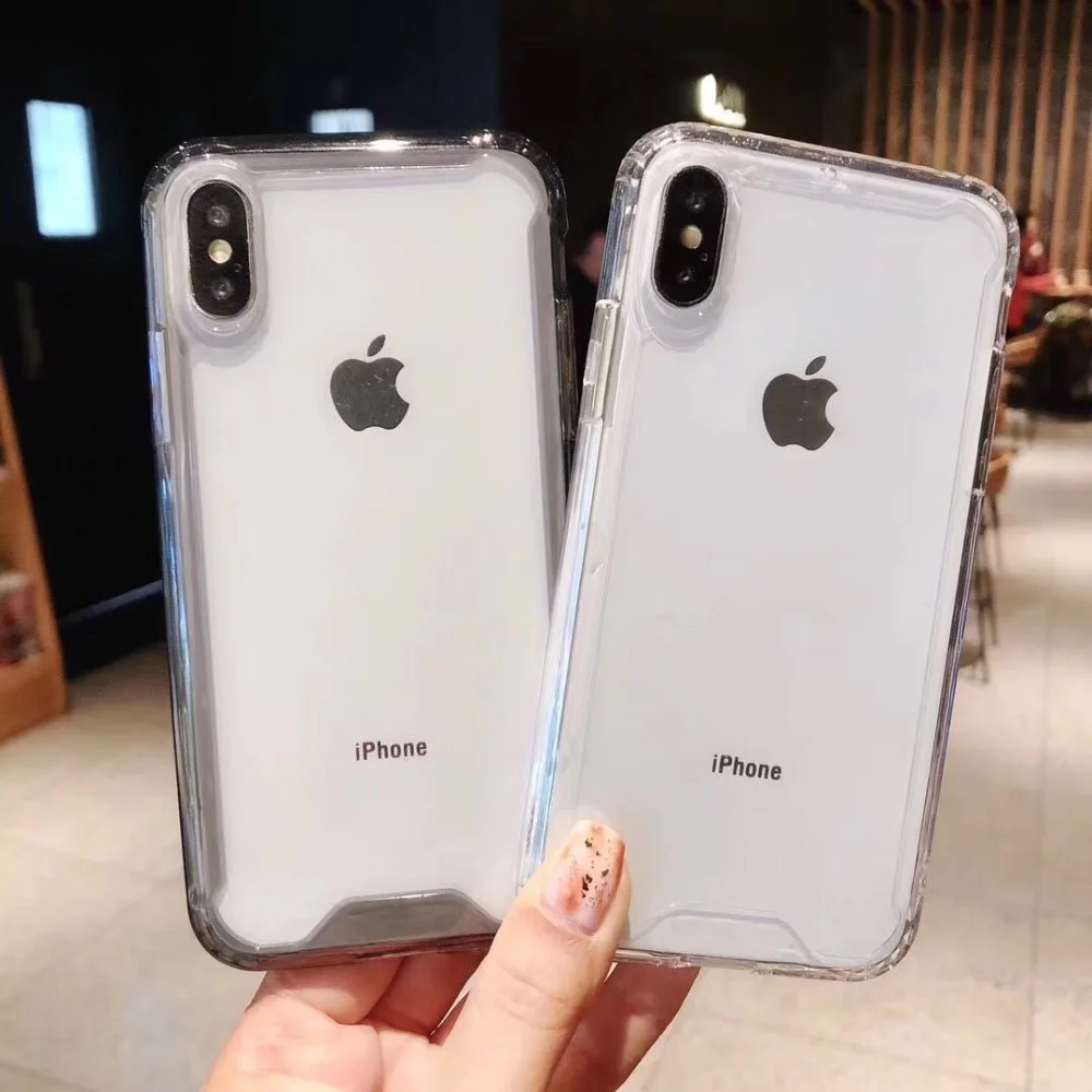 

Transparent Acrylic Case For iPhone X XS XR XMAX Soft TPU Edge Shockproof Back Cover For iPhone 6 6s 7 8 Plus Protectective Capa