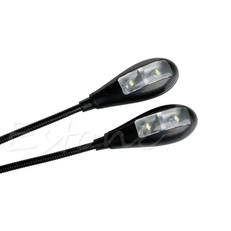 2 Dual Flessibile Arms 4 LED di Clip-on Lampada Della Luce per la Musica per Pianoforte Del Basamento di Libro di