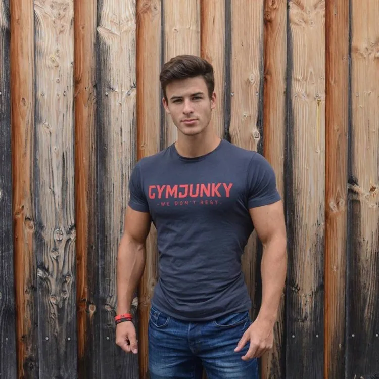 

summer men sport top short sleeve letter printed T-shirt sweatshirt male running jogger casual fitness athletic shirt sportswear