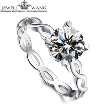 Jewellwang Moissanites 1.0ct Certified Engagement Rings For Women 18k Real White Gold Girls Gift Party Prong Setting Heart Ring