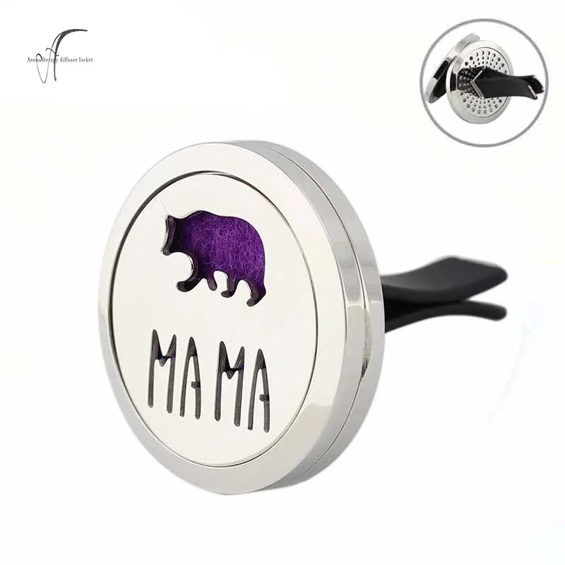 316L Stainless Steel Perfume Pendant Magnetic MAMA bear car clip Locket Air Freshener Aromatherapy Diffuser with pads | Украшения и