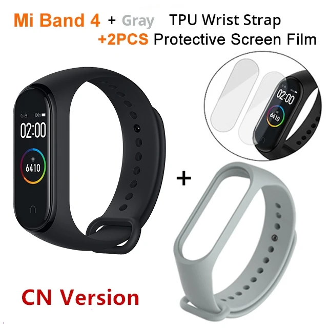 New Original Xiaomi Mi Band 4 Smart Color Screen Bracelet Heart Rate Fitness Bluetooth 5.0 Swimming Waterproof Sports Band - Color: miband4 N Gray Strap