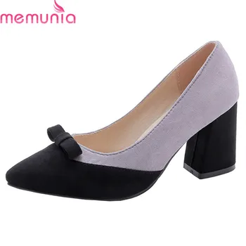 

MEMUNIA 2019 new arrive women pumps mixed colors slip on spring summer shoes bowknot high heels dress shoes ladies office shoes