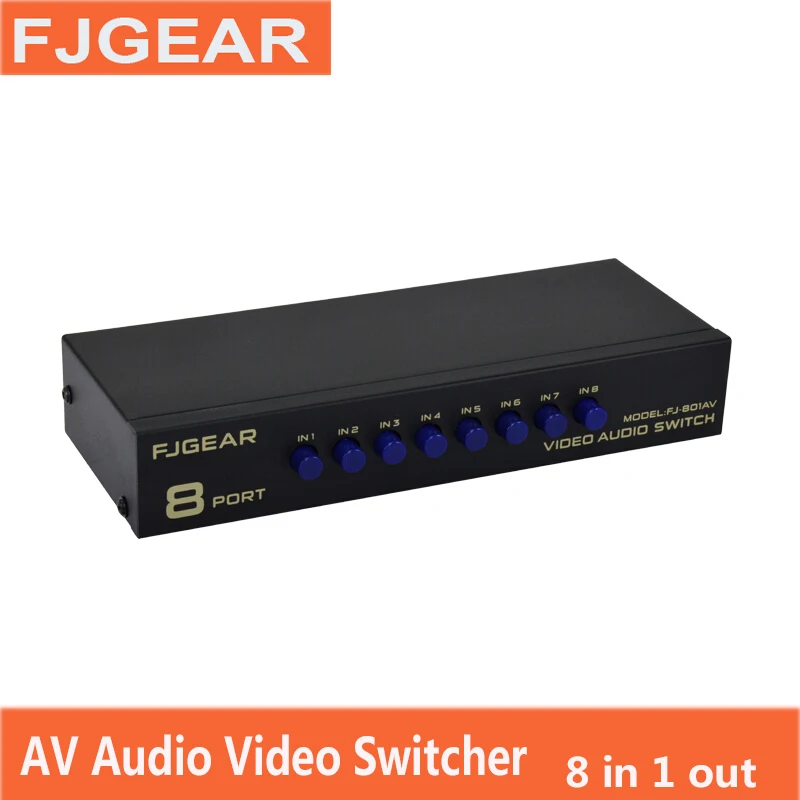 AV distributor 1 to 8 Way Ports RCA Audio Video AV Splitter Switch Switcher TV DVD Monitor 8 in 1 out FJ-801AV FJGEAR AV distributor 1 to 8 Way Ports RCA Audio Video AV Splitter Switch Switcher TV DVD Monitor 8 in 1 out FJ-801AV FJGEAR