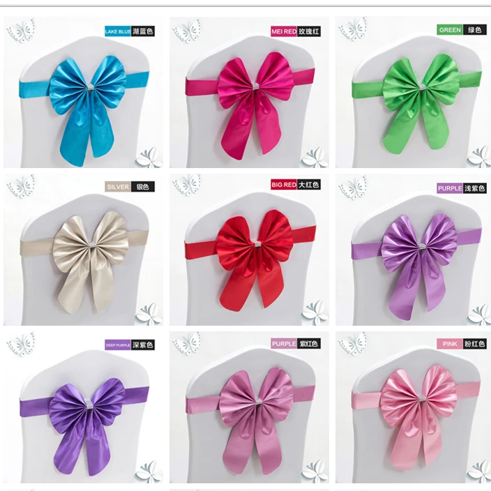 

DEAREST 20pcs pvc leather Wedding Chair Sash wedding Chair Ties Chair Cover Sash chair bow
