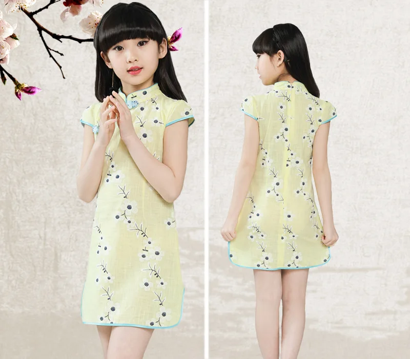 Girls Children's Cheongsam Chinese Qipao Ball Gown Dress Clothing Summer Multi-Colors Baby Kids Party Performance Dresses clothes (16)