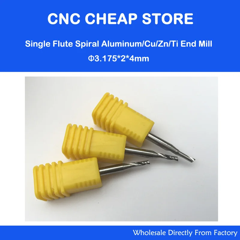 

5pcs 3.175x2x4mm Single Flute Carbide End Tools CNC Aluminume Bit , Imported Milling Cutters Cutting Metal, Aluminum , Cu , Zn