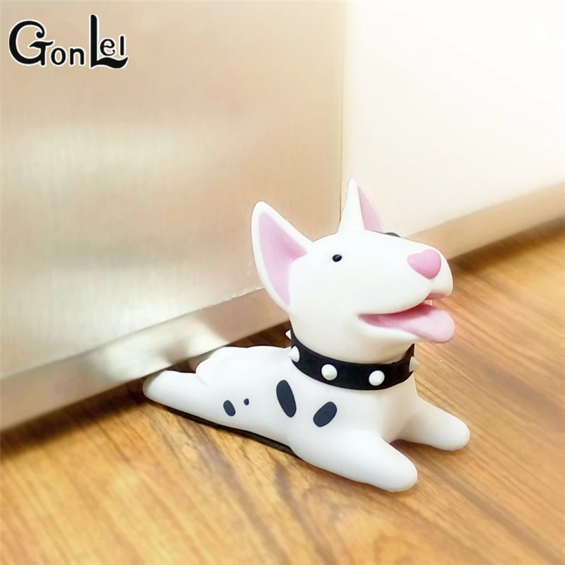 

GonLeI Cute Cartoon Dog Door Stopper Holder Bull Terrier PVC safety for baby Home decoration Dog Anime Figures Toys for Children