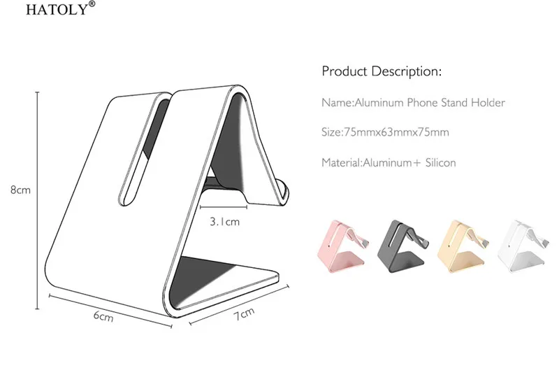 HATOLY Универсальный Алюминий телефон подставка держатель для iPhone samsung стол для Планшета Телефона Поддержка металлической подставки для iPad <