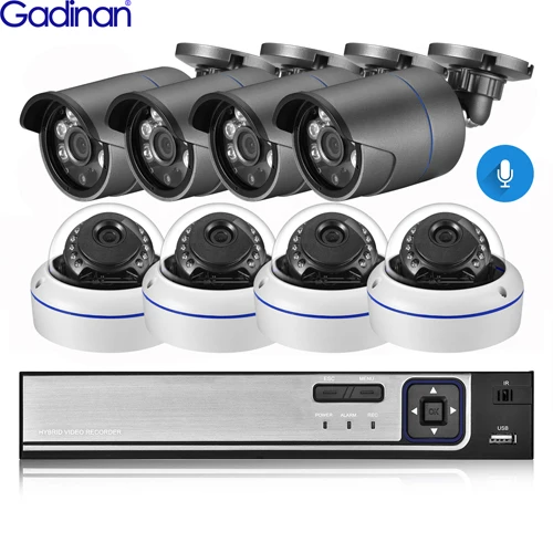 Gadinan 8CH 5MP NVR Kit H.265 3MP Audio IP Camera System Security Camera IR Outdoor Waterproof CCTV Video Surveillance NVR Set outdoor security cameras Surveillance Items