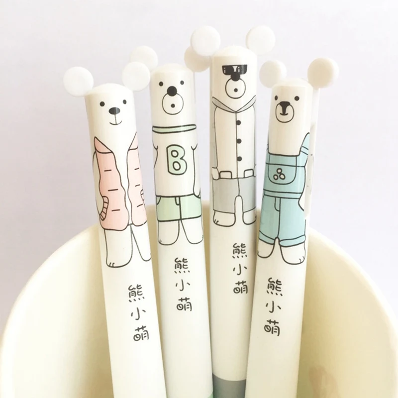 

Cartoon Bear Multi-function Ballpoint Pen Automatic Pencil 2 In 1 Cute Hand-paint Characters Pen School Stationery Random Color