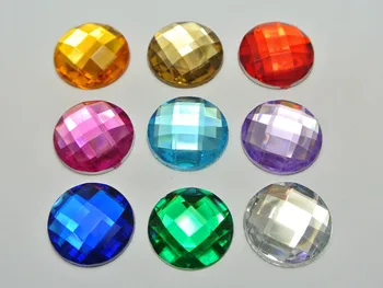 

100 Mixed Color Acrylic Flatback Rhinestone Round Gem Beads 20mm No Hole