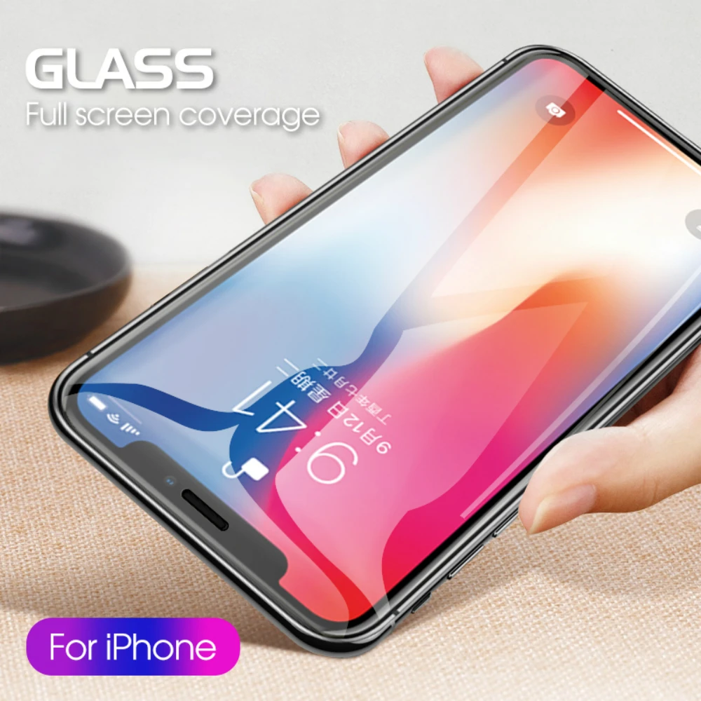 2 упаковки 9D закаленное стекло для iPhone 11Pro Max X XS Max XR Защита экрана для iPhone 7 8 6 6S Plus защитное устройство стеклянная крышка