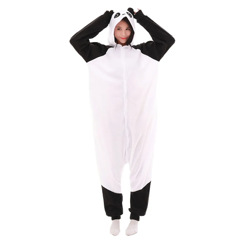 Флис панда костюм Взрослый унисекс Пижама Kigurumi Косплей комбинезоны с животными Sleepwea