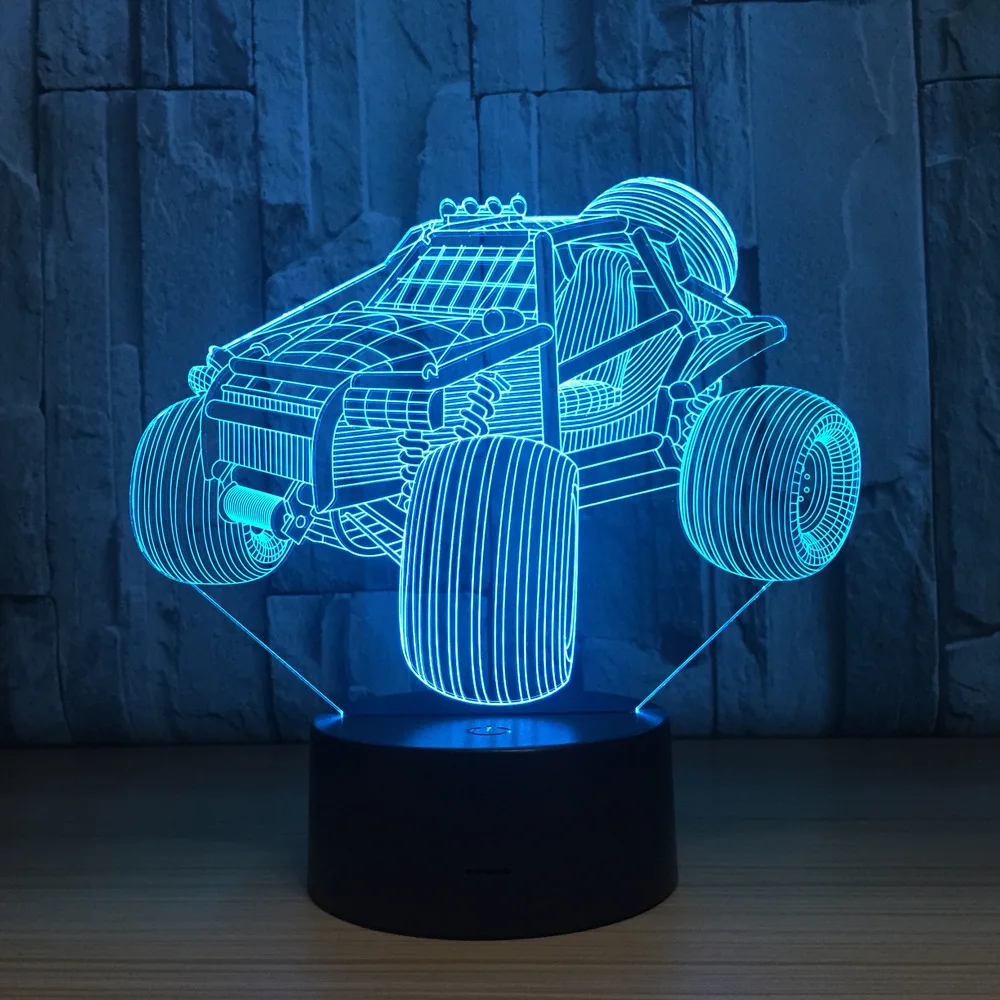 Racing Car 3D Optical Illusion Mood Light 7 Colors Change Luminaria