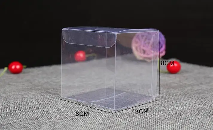 50PCS Wedding Favor Clear PVC Box 8x8X8CM Event Party Supplies Transparent Waterproof Packing Boxes Gift Toys Perfume Box