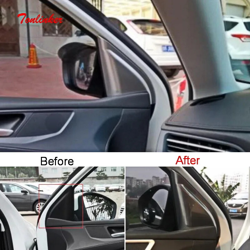 

Tonlinker Interior Car Door triangle Position Cover case sticker for Peugeot 308 T9 2014-19 Car Styling 2 PCS ABS Cover sticker