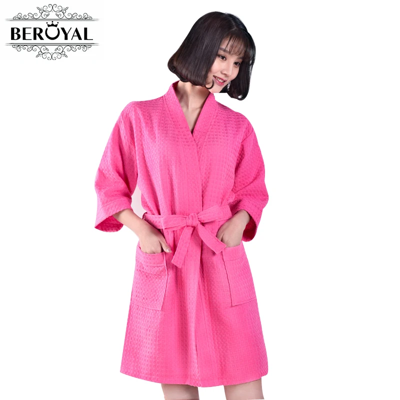 

Beroyal Brand Waffle Bathrobe - Cotton Bath Robe Unisex Solid Dressing Gown Spa Bathrobe Pajamas Soft Nightgown Sleepwear