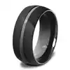 Bague Simple pour hommes, bague mate en acier inoxydable, bijou de marque de luxe, Design de gommage, Arc noir pour hommes, 2022 ► Photo 1/6