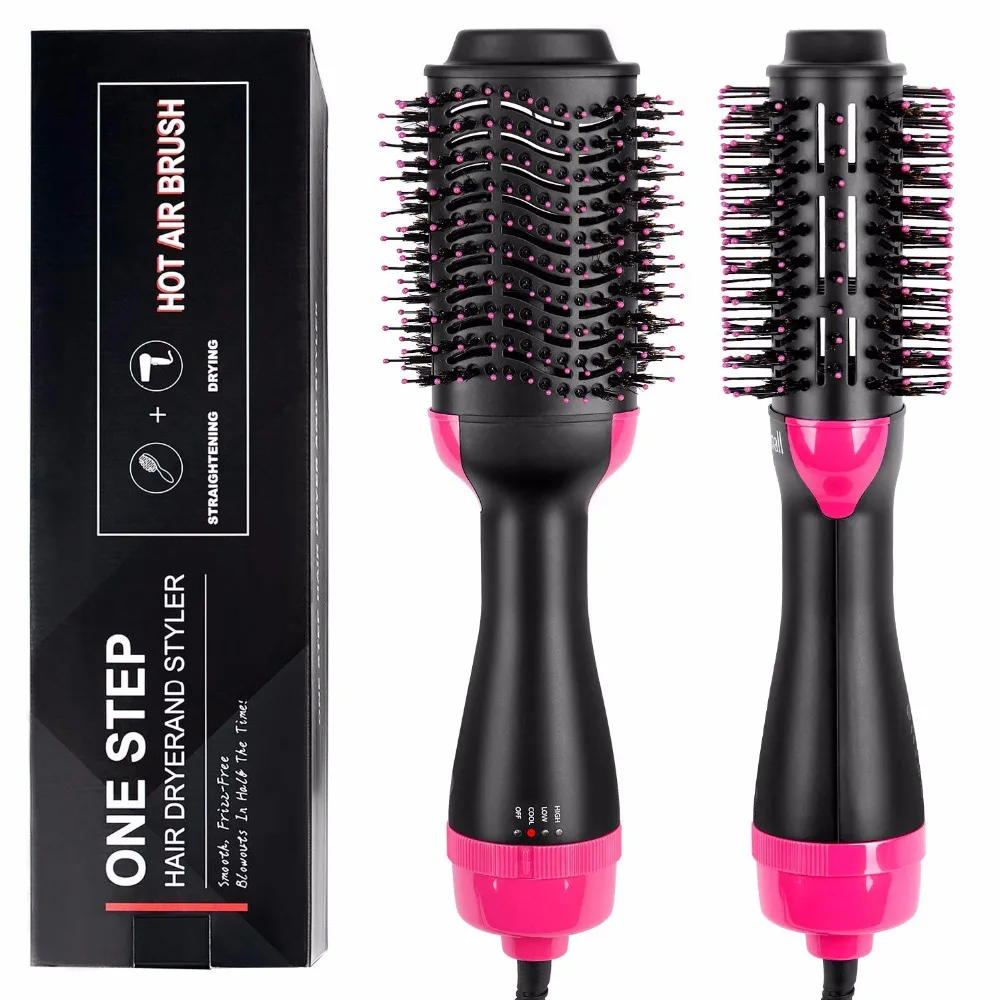 One Step Hair Dryer Brush Volumizer 2 In 1 Hair Straightener Curler Comb Electric Blow Dryer With Comb Hot Air Curling Iron 7