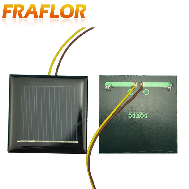 2 шт. 2В 130mA 54*54*3 мм Polycrystallin небольшой Мощность солнечных батарей Панель для