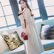 Куртка женская длинная секция новые осенние и зимние модели студенческая мода шерстяное пальто зима