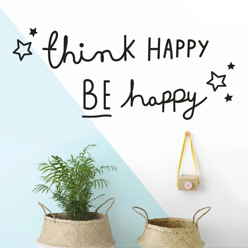 

Room Decoration Black Letter Star Sticker Think Happy Be Happy Removable Art Vinyl Mural Home Room Store Decor Wall Stickers #45