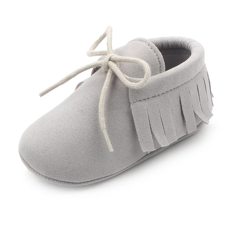 Для новорожденных, для маленьких мальчиков и девочек Мокасины, для тех, кто только начинает ходить, серьги, на мягкой подошве, тапочки обувь пинетки из искусственной замши M1