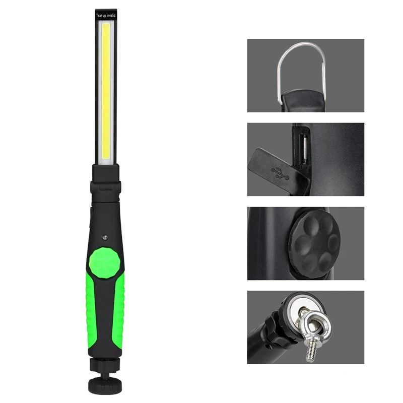 

5 Mode COB Flashlight Portable USB Rechargeable LED Working Light Magnetic COB Torch Lanterna Hanging Hook Lamp Outdoor Camping