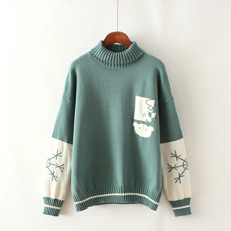 

High Quality Fashion Cotton 2019 Casual High Collar Warm Knit Sweater Pullover Long Sleeve Autumn And Winter Women's Sweater