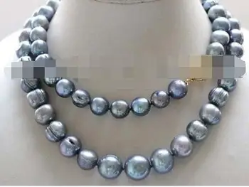 

32" Longest Genuine Natural 10-11mm Black Baroque Pearl Necklace #f3081!