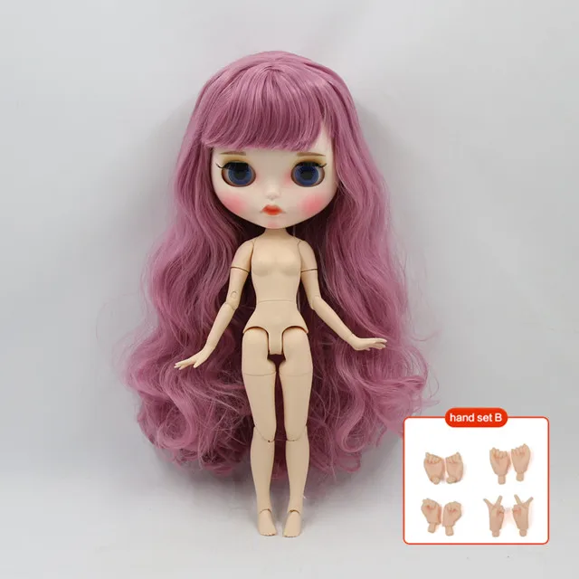 Кукла Blyth nude 1/6 No. BL1063 кукла с белой кожей фиолетовые длинные вьющиеся волосы и новое матовое лицо, соединение тела - Цвет: b