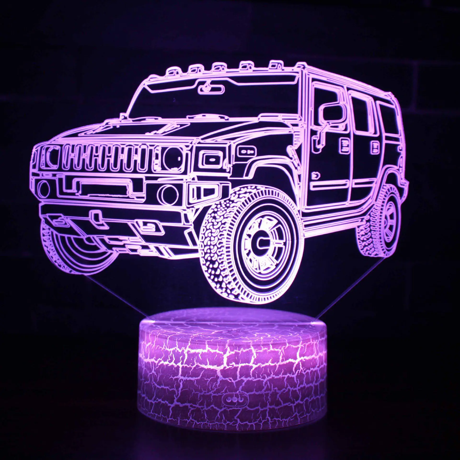 

Hot Off-road Vehicle Remote Control 3d Night Lamp 3d Led Colorful 3d Light Fixtures White base Lovely 7 color change 3D Lamp