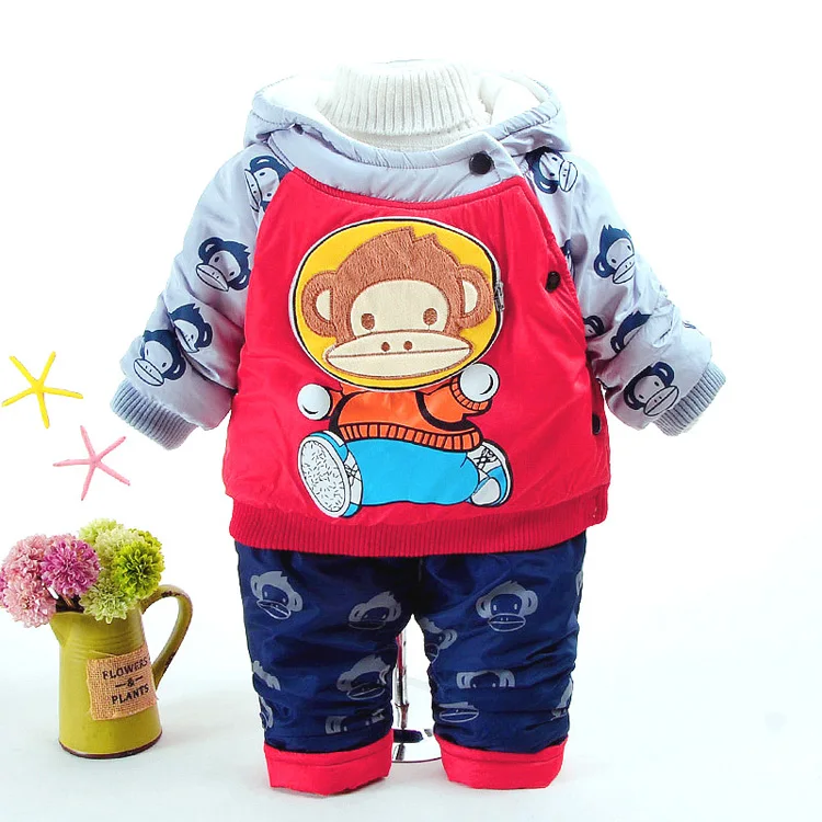 Комплект одежды для маленьких мальчиков, Вельветовая одежда для малышей зимние спортивные костюмы, детский спортивный костюм, комплект, повседневная куртка с капюшоном с рисунком+ штаны