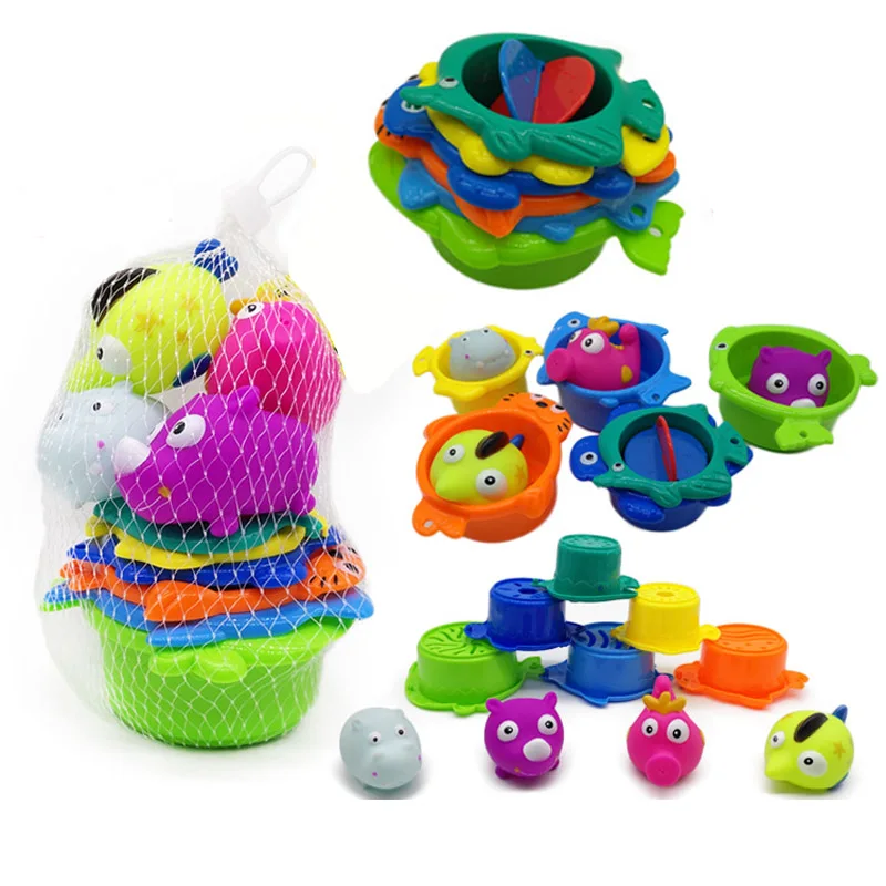

New 10pcs/set Baby bath toys set cartoon Animals fish water spraying toys Beach sand playing tool set toys gifts for kids