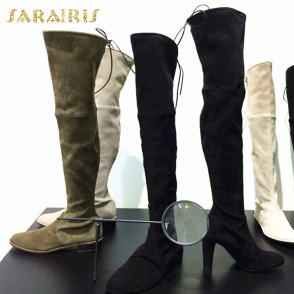 

SARAIRIS INS Hot Luxury Brand Design Shoes Woman Boots Female High Heels Over The Knee Boots Women Shoes Long Boots