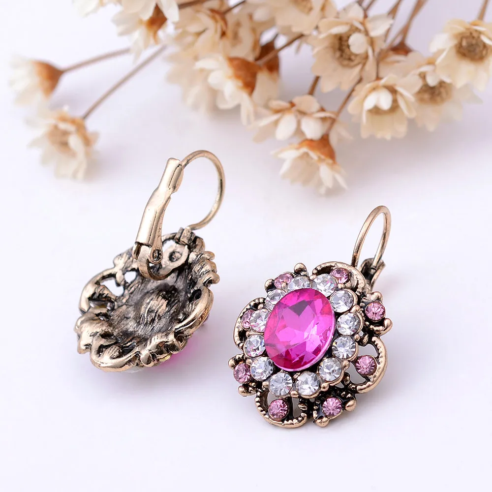 Women Crystal Drop Earring 5 Colors Retro Vintage Earring Rhinestone Dangle Earing