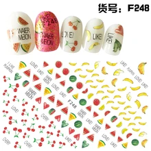 FWC наклейки 3D фрукты/клубника/лимон наклейки для ногтей дизайн ногтей блестящие Блестящие бабочки Самоклеющиеся татуировки для ногтей