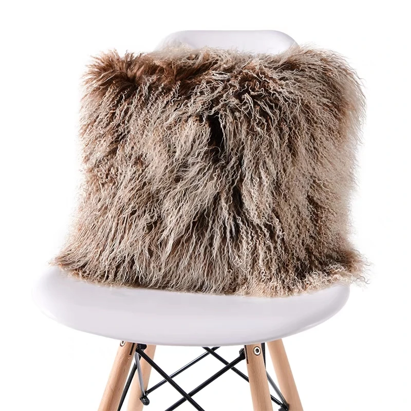 

Single side Tibet sheep fur seat cushion , Mongolian sheep curly sofa pillow cushion with core,decoration fur seat mat