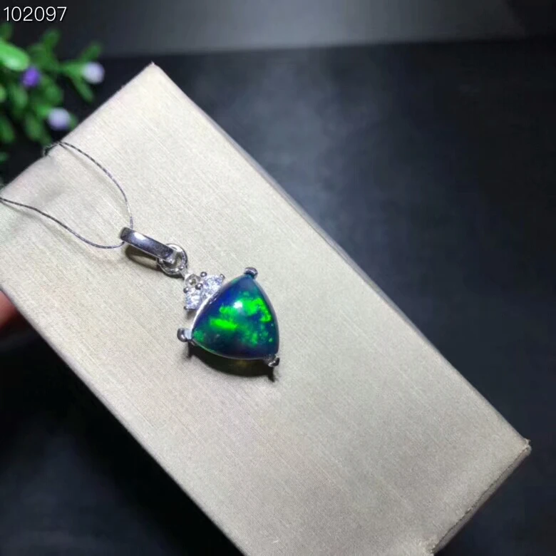 [MeiBaPJ] настоящий натуральный черный опал драгоценный камень ожерелье с сертификатом 925 чистого серебра зеленый камень хорошее ювелирное изделие для женщин