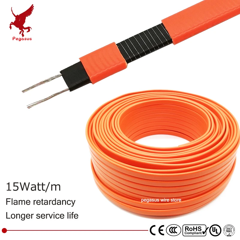 

220V 15Watt Flame retardant Parallel constant power type heating belt Water pipe protection Roof deicing Heating cable