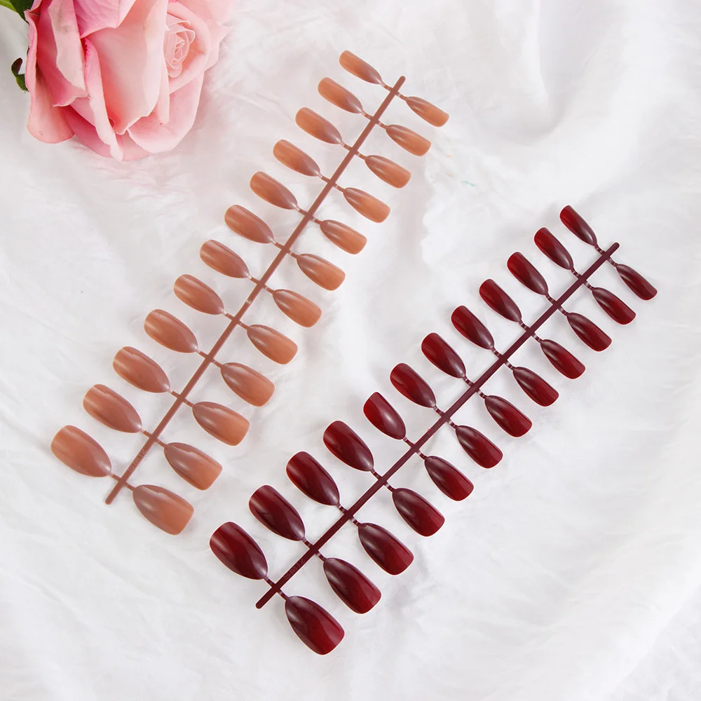 

24pcs Fake Nails for daily wear On the Nail Tree Fashion Stiletto False Nails Pointed Sharp Candy Red