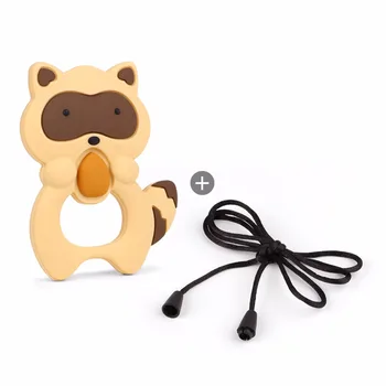 

Baby Silicone Teethers BPA Free Teething Toy Animals raccon Teether Silicone Beads DIY Necklace Making