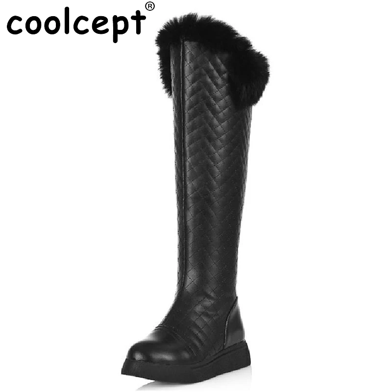 

Ladies Flat Over Knee Boots Snow Boot Fashion Keep Warm Winter Botas Shoes Woman Thickened Fur Footwear Shoes Size 34-40