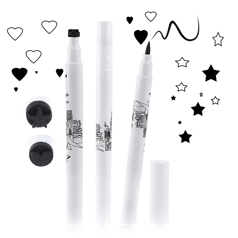 Professional Liquid Eyeliner Pen Beauty Make Up Black Eye Liner Pencil Long Lasting Water-Proof Double Sides Stamp Eyeliner