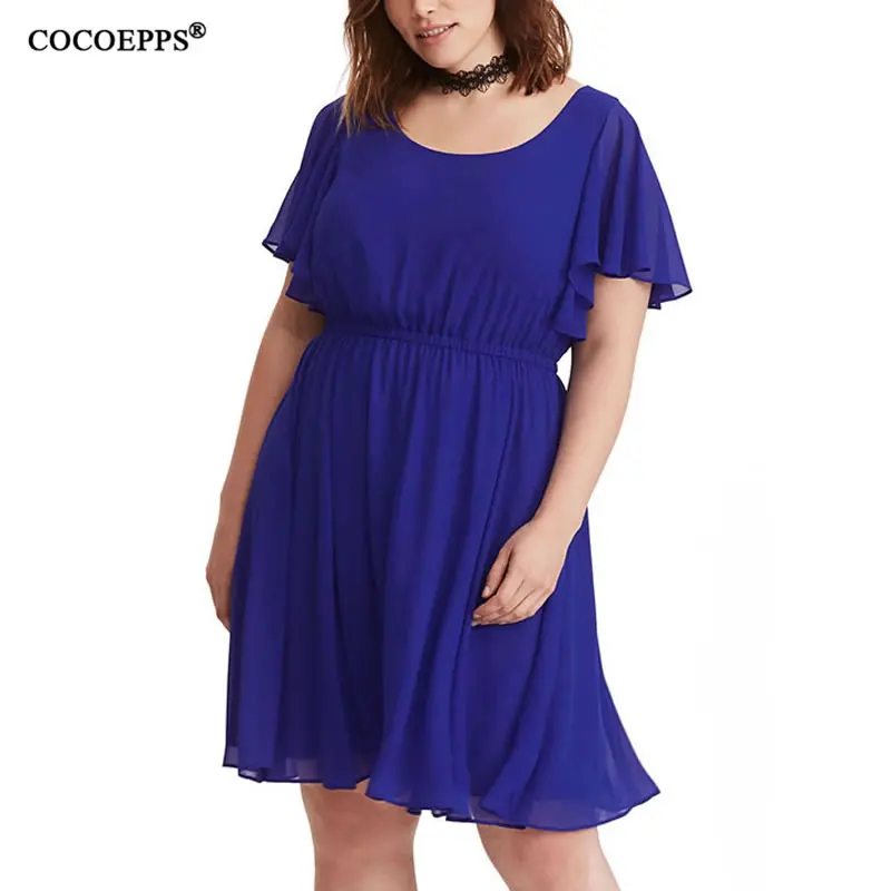 5xl 6xl Плиссированное шифоновое платье большого размера летнее женское A line